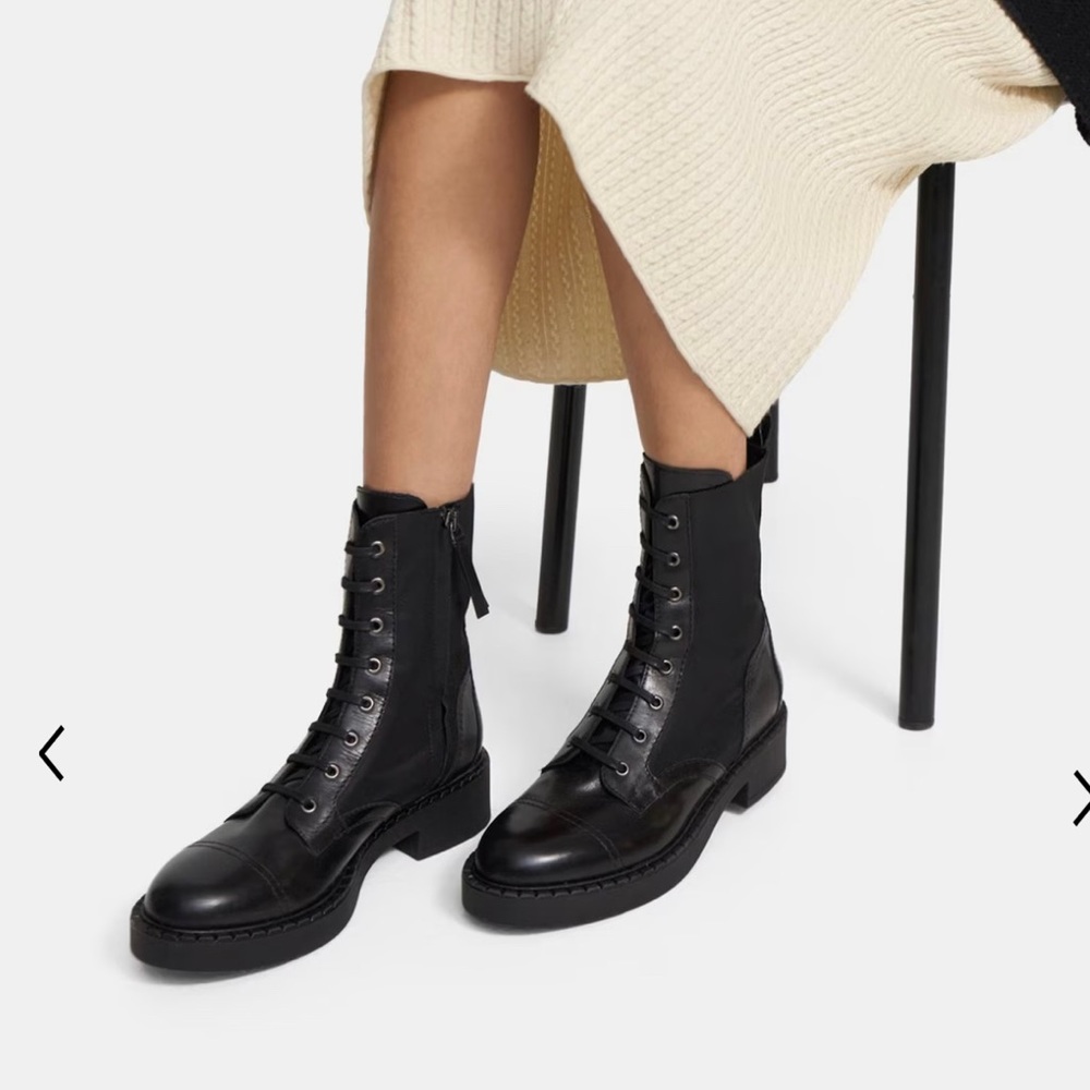 Theory leather + nylon boots